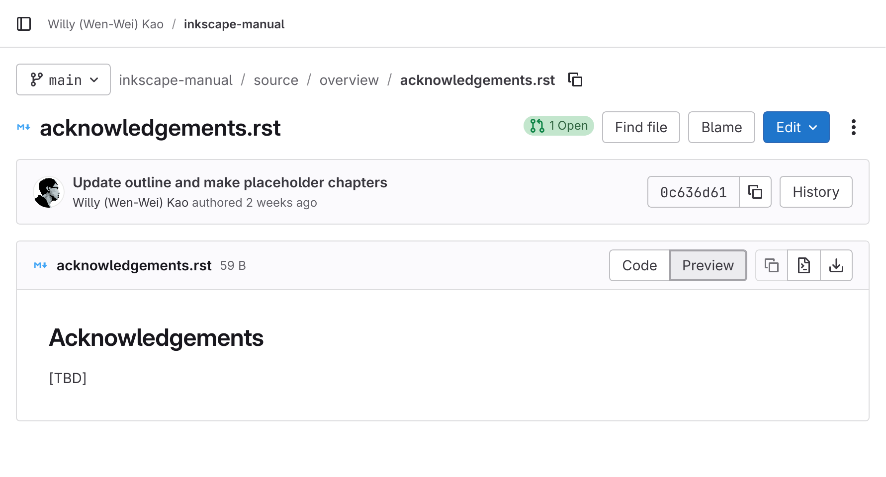 The file details page of a chapter