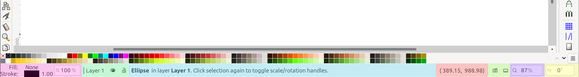 seven different areas of the status bar