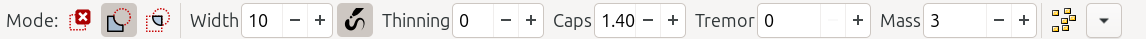 eraser tool controls bar