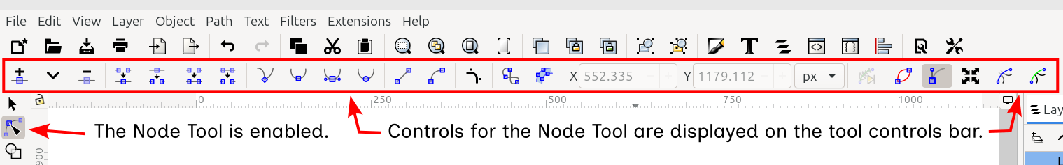 Node tool controls bar