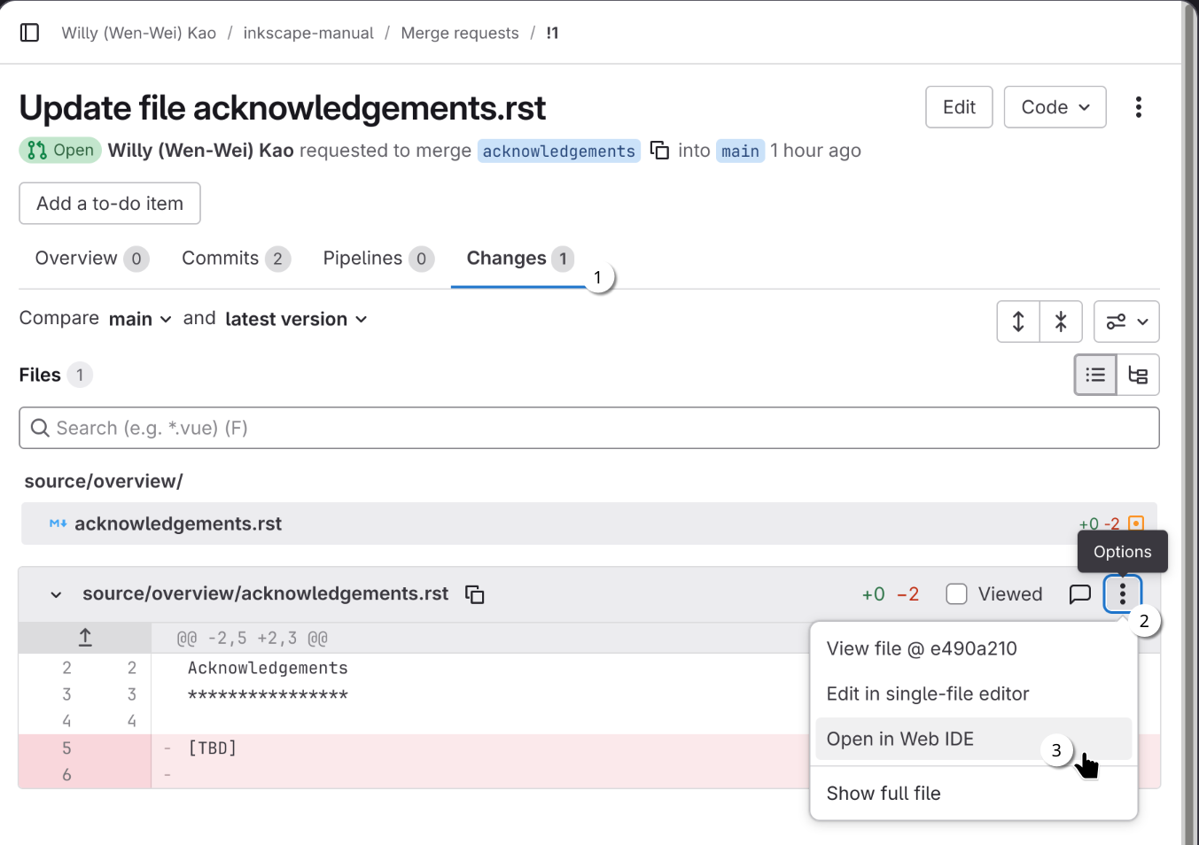Open the file in a Web IDE