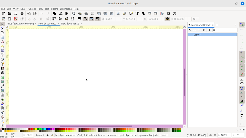 image of Inkscape rulers and scrollbars