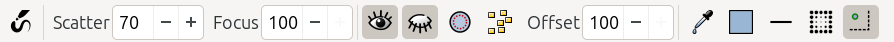 spray tool controls bar, right half